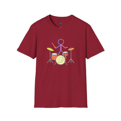 Drummer in crayon graphic