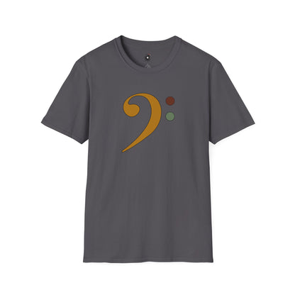 Multi-colored bass clef graphic tee