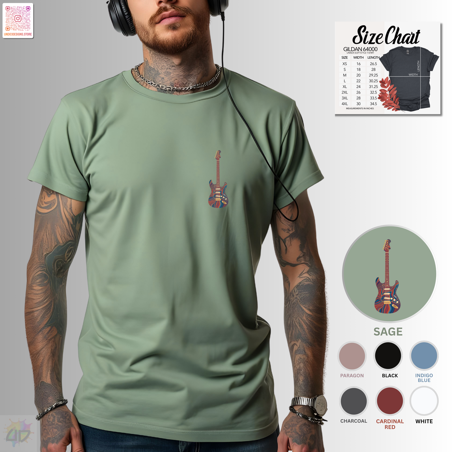 Psychedelic strat style pocket graphic tee